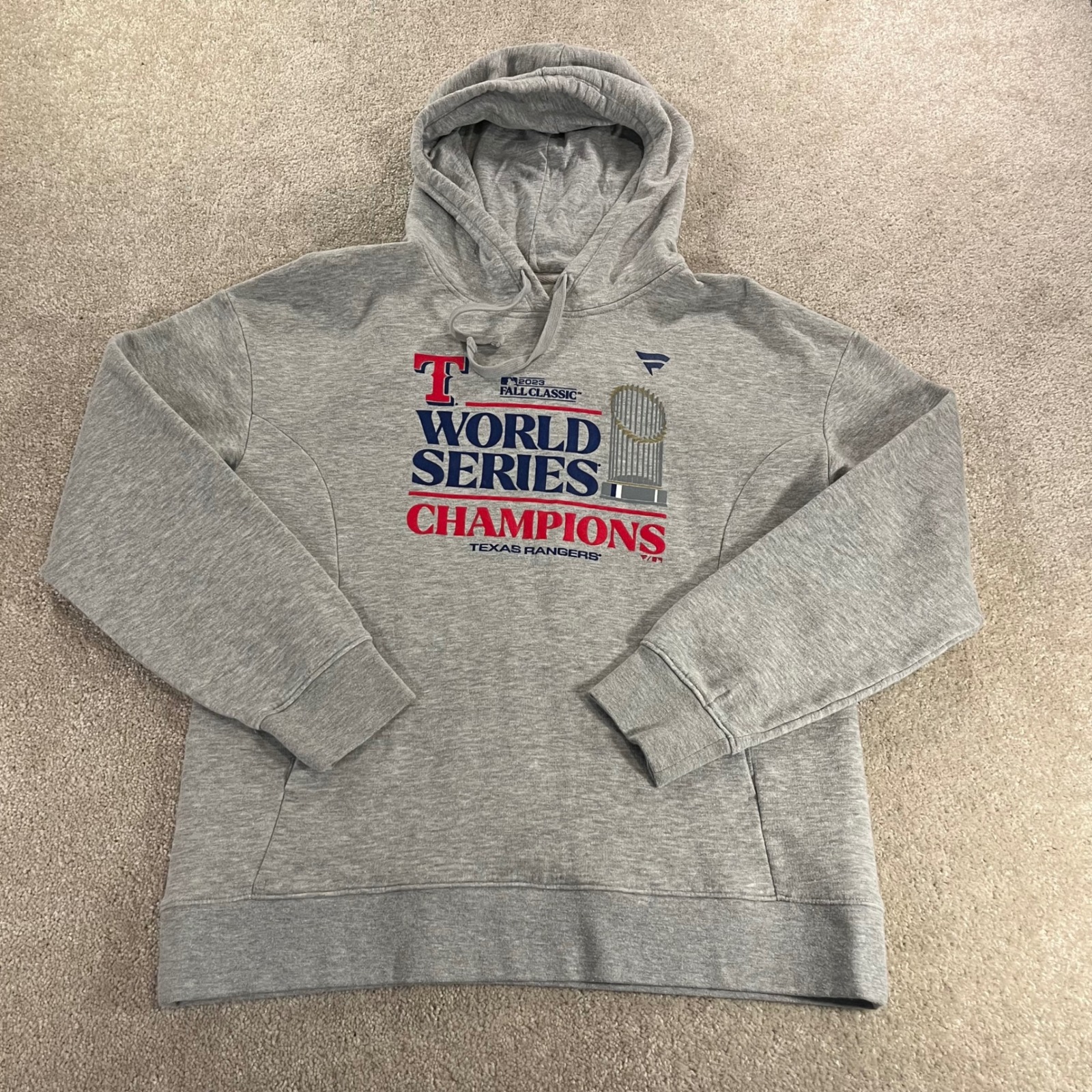 Fanatics Hoodie Mens Medium Gray 2023 World Series Champions Rangers